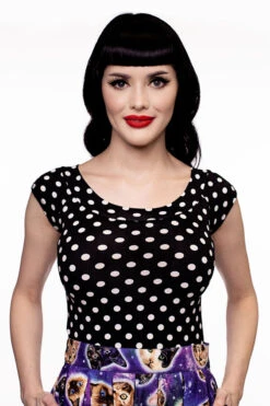 Boat Neck Top In Polka Dots -Retrolicious 3825 3952 3