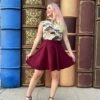 Burgundy Skater Skirt