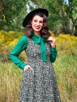 Foxy Fit & Flare Dress - XS Only, 1 Left! -Retrolicious 4921 closeup