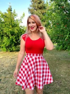 Red Gingham Skater Skirt -Retrolicious 4943 4875 4