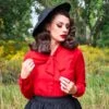 Helen Retro Blouse In Red