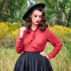 Helen Retro Blouse In Cognac