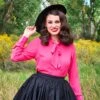 Helen Retro Blouse In Pink