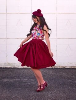 Peggy Swing Skirt In Burgundy