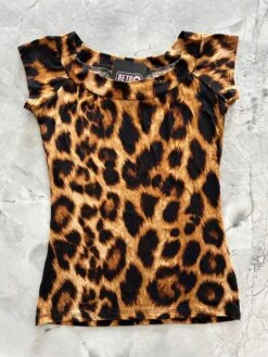 Retro Boat Neck Top In Leopard