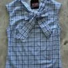 Blue Plaid Bow Top