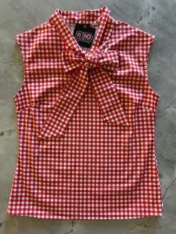 Red Gingham Bow Top