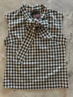 Black Gingham Bow Top