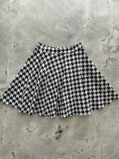 Houndstooth Cats Skater Skirt - 1X Only