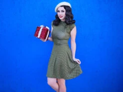 Olive Dot Bombshell Dress -Retrolicious 6.1